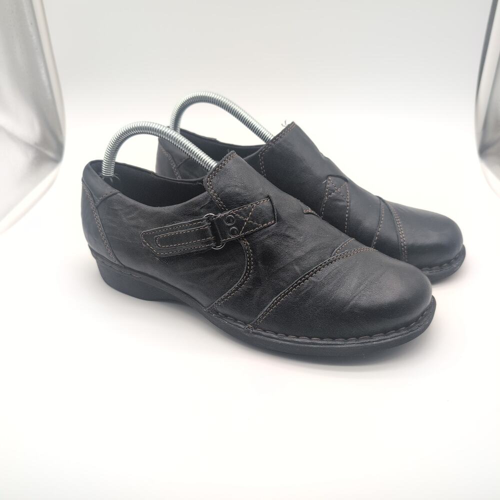 Clarks Collection Ashland Indigo Slip On Leather Comfort Shoes Women's 9W